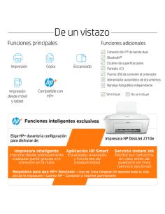 HP DeskJet 2710e Inalámbrico All-in-One Color Impresora, Instant Ink; Fotocopiadora, escáner