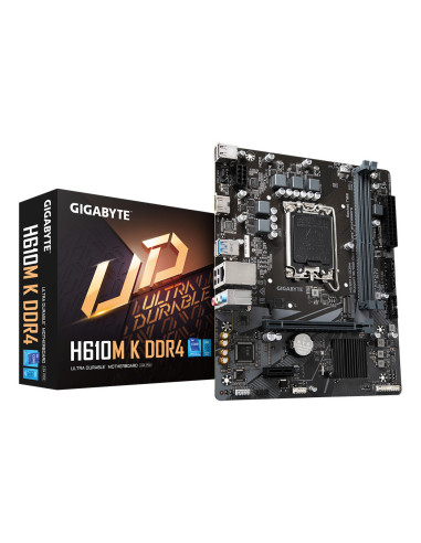 GIGABYTE H610M K DDR4 Placa base - Compatible con procesadores Intel Core 14th Gen CPUs, 3+1+1 Phases Hybrid Power Design, up