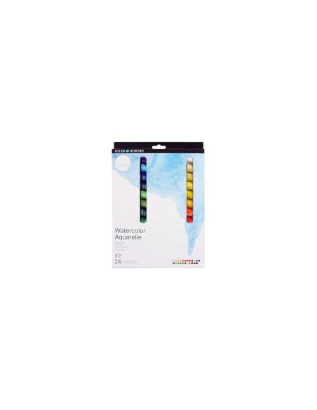 Daler Rowney Simply Pack de 24 Acuarelas 12ml - Se Humedecen Facilmente - Colores Surtidos