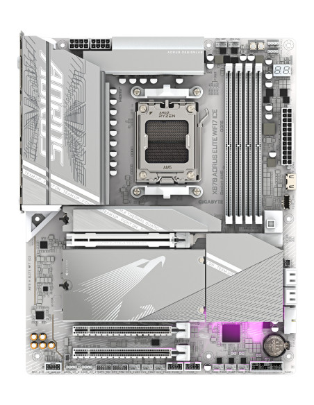 GIGABYTE X870 AORUS ELITE WIFI7 ICE Placa Base - Compatible con CPUs AMD Ryzen 9000, 16+2+2 fases VRM digital, hasta 8200MHz
