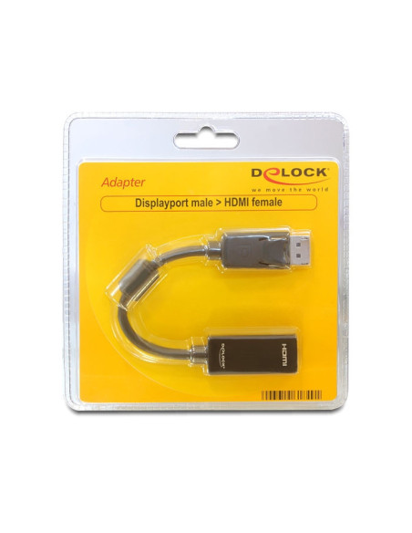 DeLOCK 61849 adaptador de cable de vídeo 0,125 m DisplayPort HDMI tipo A (Estándar) Negro