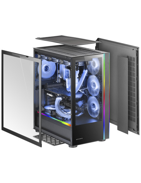 Mars Gaming MC-ULT, Caja Gaming Custom XXL E-ATX, Doble Cristal Templado 90º Sin Marco + Puerta Lateral, Soporte Completo