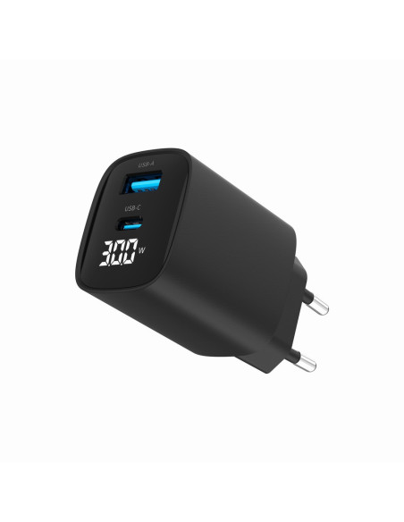 Gembird TA-UC-PDQC30LCD-BK-01 cargador de dispositivo móvil Smartphone, Reloj inteligente, Tableta Negro Corriente alterna
