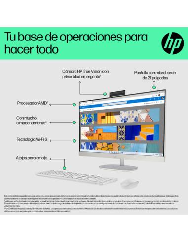 HP 27-cr0029ns AMD Ryzen™ 5 7520U 68,6 cm (27") 1920 x 1080 Pixeles PC todo en uno 16 GB LPDDR5-SDRAM 512 GB SSD Windows 11 Home