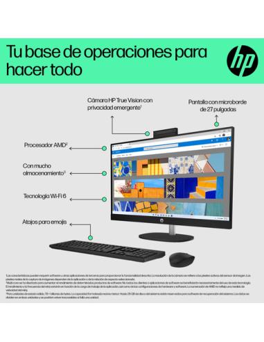 HP 27-cr0029ns AMD Ryzen™ 5 7520U 68,6 cm (27") 1920 x 1080 Pixeles PC todo en uno 16 GB LPDDR5-SDRAM 512 GB SSD Windows 11 Home