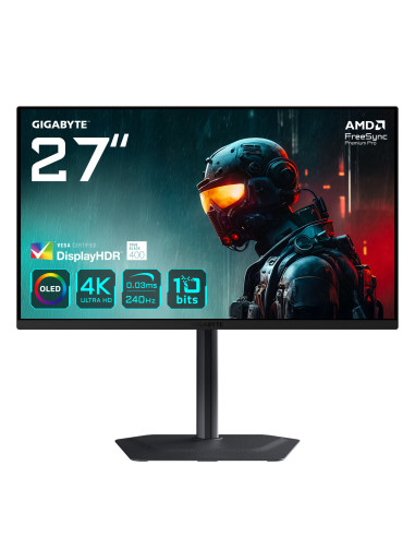 GIGABYTE MO27U2 OLED 4K UHD Gaming Monitor - 3840 x 2160, 240Hz, 0,03 ms, 1000 cd m², Display HDR True Black 400, HDMI 2.1,