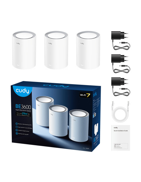 Cudy M3600 Doble banda (2,4 GHz   5 GHz) Wi-Fi 7 (802.11be) Blanco 3 Interno