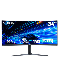 Nilox MONITOR 34" NXM344KD11 ULTRAWIDE 4K CURVO 144HZ 2HDMI 2DP 1MS MMDIA pantalla para PC 86,4 cm (34") 3440 x 1440 Pixeles