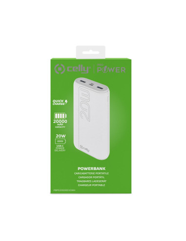 Celly PBPD20000EVOWH batería externa 20000 mAh Blanco