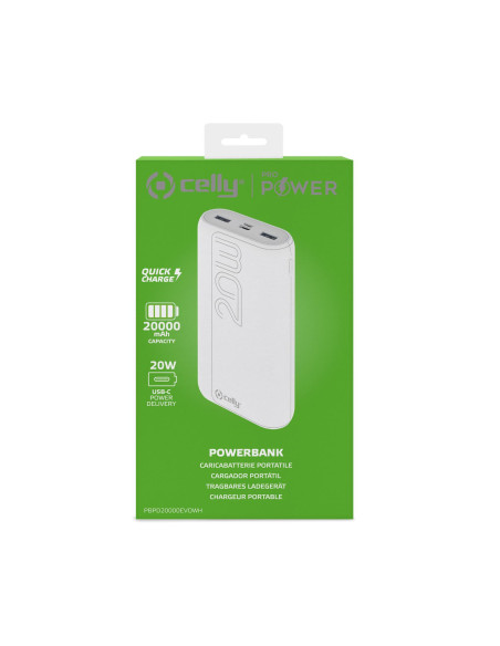 Celly PBPD20000EVOWH batería externa 20000 mAh Blanco
