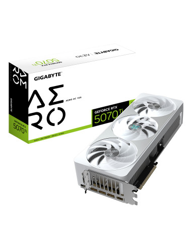 GIGABYTE GeForce RTX 5070 Ti AERO OC 16G Tarjeta Gráfica - 16GB GDDR7, 256 bits, PCI-E 5.0, 2588 MHz Core Clock, 3 x DP 2.1a, 1
