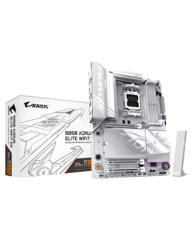 GIGABYTE B850 AORUS ELITE WIFI7 ICE Placa Base - Procesadores AMD Ryzen Serie 9000, VRM digital de 14+2+2 fases, hasta 8200MHz