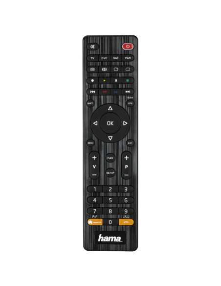 Hama | Mando de TV universal, para manejar hasta 4 aparatos, compatible con más de 1000 aparatos, color negro