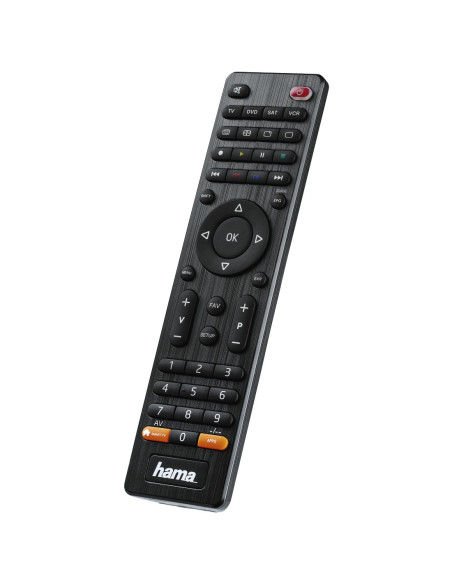 Hama | Mando de TV universal, para manejar hasta 4 aparatos, compatible con más de 1000 aparatos, color negro