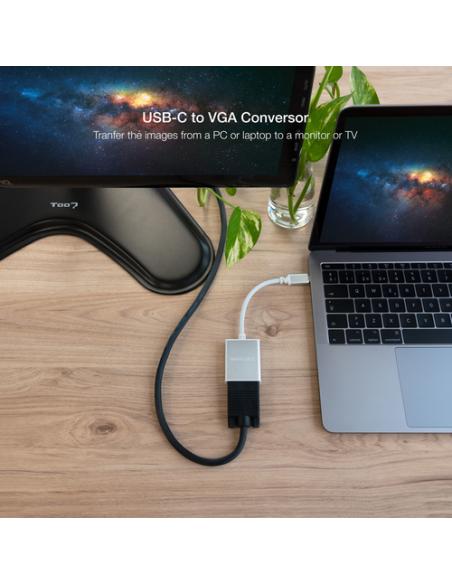 Nanocable Conversor USB-C a VGA. USB-C/M-VGA/H, Aluminio 10 cm