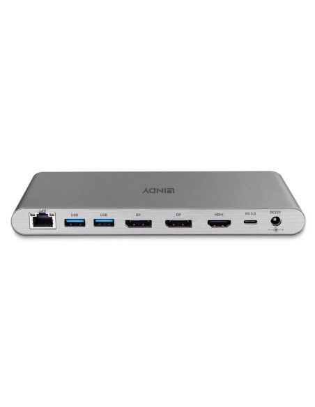 Lindy 43349 base para portátil y replicador de puertos Alámbrico USB 3.2 Gen 1 (3.1 Gen 1) Type-C Plata