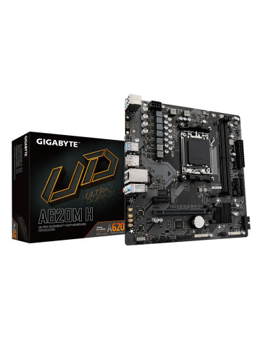 GIGABYTE A620M H Placa base - Soporta CPUs AMD Ryzen 8000, VRM digital de 5+2+2 fases, hasta 7200MHz DDR5 (OC), 1xPCIe 4.0 M.2,