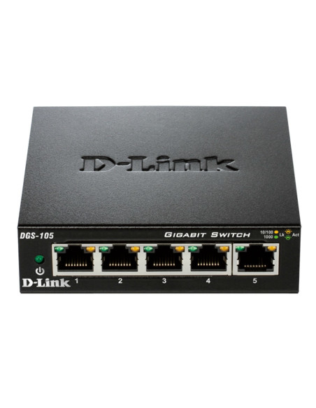D-Link DGS-105 switch No administrado L2 Gigabit Ethernet (10 100 1000) Escritorio Negro