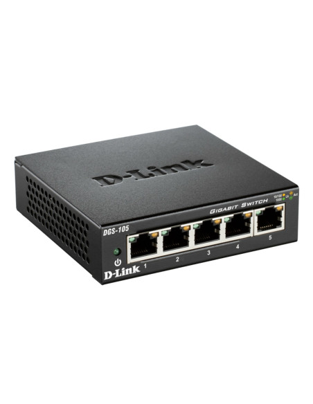 D-Link DGS-105 switch No administrado L2 Gigabit Ethernet (10 100 1000) Escritorio Negro