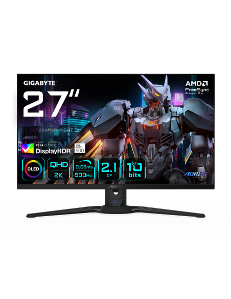 GIGABYTE AORUS FO27Q5P Monitor Gaming OLED QHD – 2560 x 1440, 500Hz, 0,03ms, KVM, 300 cd m², FreeSync Premium Pro, DisplayHDR