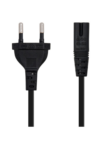 Nanocable Cable de Alimentación con forma 8, CEE7 16 M – C7 H, Negro, 2m