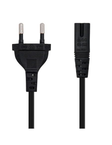 Nanocable Cable de Alimentación con forma 8, CEE7 16 M – C7 H, Negro, 2m