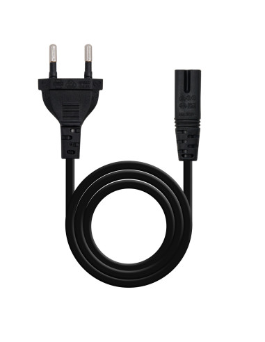 Nanocable Cable de Alimentación con forma 8, CEE7 16 M – C7 H, Negro, 3m
