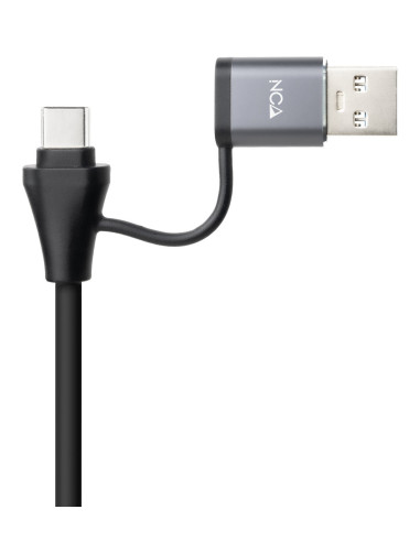 Nanocable Conversor USB-C+USB-A M 3.0 a Ethernet, Aluminio, Gris, 15 cm