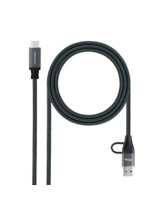 Nanocable Cable USB 3.2 Gen2x2 20Gbps 5A 100W, USB-C+USB-A M a USB-C M, Gris Negro, 3m