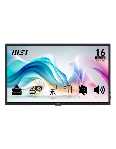 MSI PRO MP165 E6 monitor o TV portátil Monitor portátil Negro 39,6 cm (15.6") LED 1920 x 1080 Pixeles