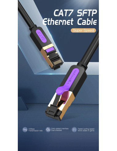Vention Cable de Red RJ45 SFTP ICDBF Cat7  1m  Negro