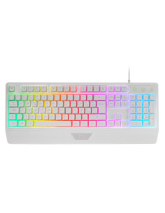 Mars Gaming MK124, Teclado Ergonómico H-Mech, Reposamuñecas Integrado, Iluminación FRGB Rainbow, Teclado Gaming Antighosting