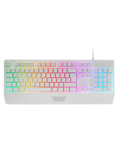 Mars Gaming MK124, Teclado Ergonómico H-Mech, Reposamuñecas Integrado, Iluminación FRGB Rainbow, Teclado Gaming Antighosting