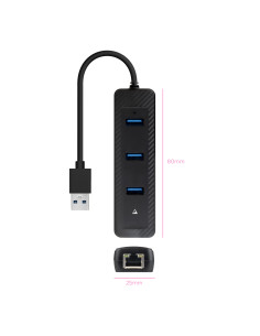 Nanocable Hub USB-A 3.0 a 3xUSB-A 3.0 + RJ45, USB-A M- USB-A M-RJ45 H, Negro, 15 cm 2