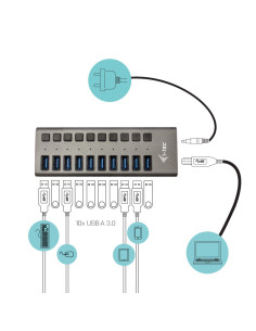 i-tec USB 3.0 Charging HUB 10 port + Power Adapter 48 W 2
