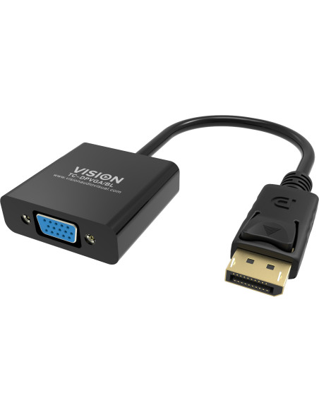 Vision TC-DPVGA BL adaptador de cable de vídeo DisplayPort VGA (D-Sub) Negro