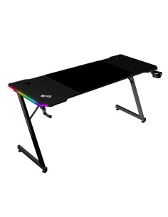 Mars Gaming MGD-X160RGB, Mesa Gaming Ergonómica, Iluminación ARGB con Mando, Fibra de Carbono, Alfombrilla XXL, Soporte