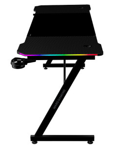 Mars Gaming MGD-X160RGB, Mesa Gaming Ergonómica, Iluminación ARGB con Mando, Fibra de Carbono, Alfombrilla XXL, Soporte 2