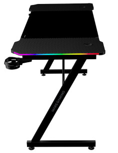 Mars Gaming MGD-X140RGB, Mesa Gaming Ergonómica, Iluminación ARGB con Mando, Fibra de Carbono, Alfombrilla XXL, Soporte 2