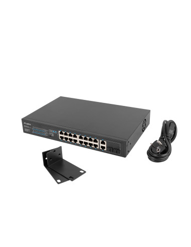 Lanberg RSFE-16P-2C-150 switch No administrado Gigabit Ethernet (10 100 1000) Energía sobre Ethernet (PoE) 1U Negro