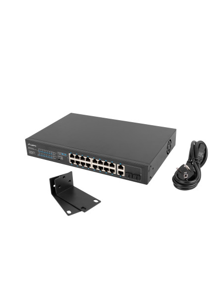 Lanberg RSFE-16P-2C-150 switch No administrado Gigabit Ethernet (10 100 1000) Energía sobre Ethernet (PoE) 1U Negro