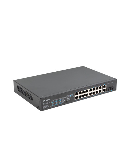Lanberg RSFE-16P-2C-150 switch No administrado Gigabit Ethernet (10 100 1000) Energía sobre Ethernet (PoE) 1U Negro