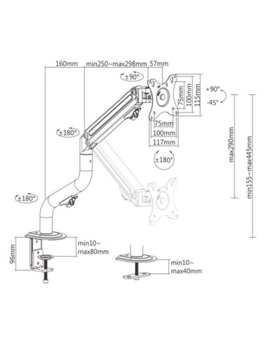 Gembird MA-DA1-02 soporte para monitor 81,3 cm (32") Escritorio Negro