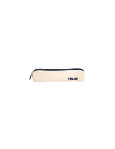 Milan Serie 1918 Estuche Mini Redondo - Tejido Resistente a las Roturas y Rasgaduras - Medidas 20,5x4,5x5cm - Color Beige