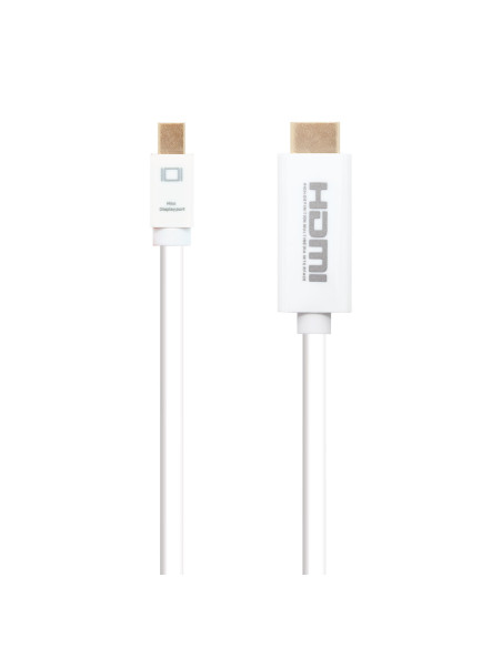 Nanocable Cable conversor Mini DP a HDMI, Mini DP M - HDMI M, Blanco, 5.0 M