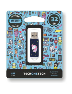 TECH ONE TECH Unicornio dream unidad flash USB 32 GB USB tipo A 2.0 Azul, Transparente