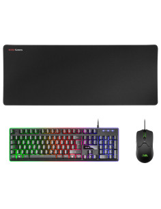 Mars Gaming MCPXBPT, Combo Teclado H-Mech FRGB, Ratón Ultraligero 10000DPI y Alfombrilla XXL, Negro, Idioma Portugués
