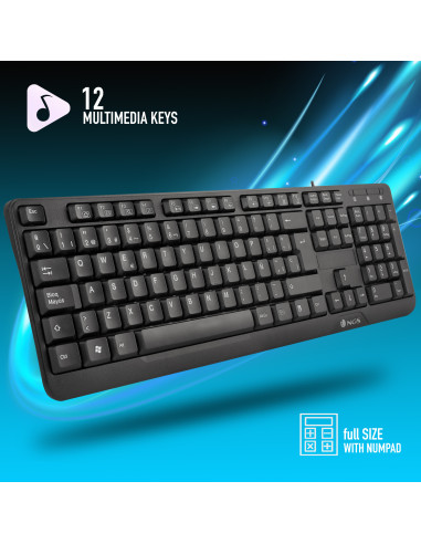 NGS FunkyV3, AZERTY, FR teclado Hogar USB Francés Negro