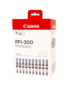 Canon PFI-300 cartucho de tinta 10 pieza(s) Original Negro, Azul, Cian, Gris, Magenta, Foto negro, Foto magenta, Rojo, Amarillo 2
