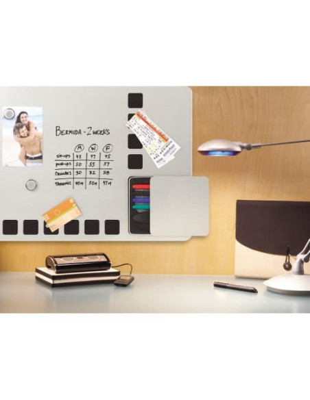 Rexel Combo plata pizarra+tablero+kit escritura 610x390mm